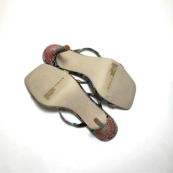 Steve Madden Multicolor Snake Print Stiletto Slide-in Sandal Michele Square Toe - Picture 8 of 10